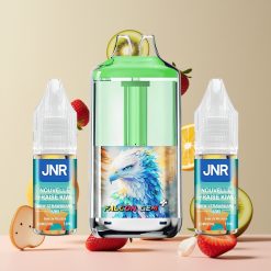Suomi tukku JNR Falcon GEM⁺ 30000 Puffs Refillable Pod Vape - Näkyvä nestesäiliö, 950mAh akku, Type-C lataus, Mansikka-Kiivi